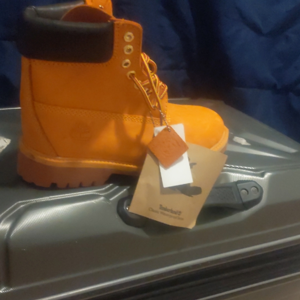Timberland Vibrant Orange Boots with Black Collar